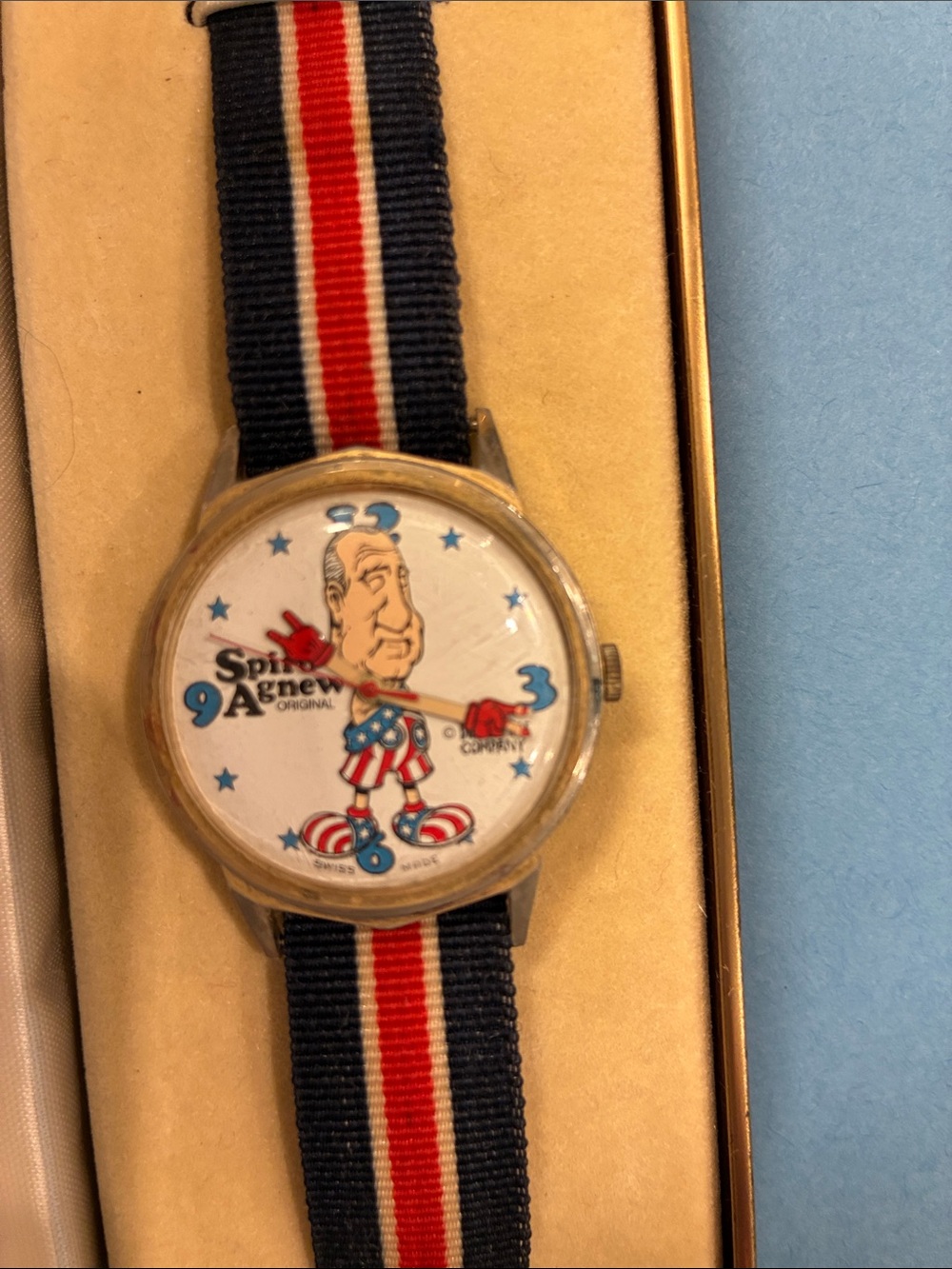 Spiro Agnew Original Red, White & Blue Novelty Watch new never worn